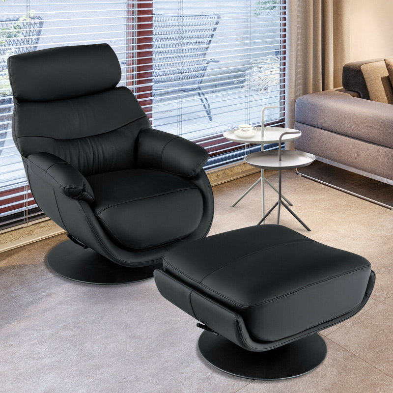 Orren Ellis 32 W Swivel Lounge Chair And Ottoman Wayfair